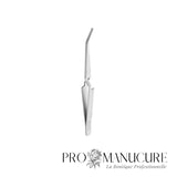 Zoom partie travaillante courbée pince TE-31/2 Staleks rainures ergonomiques coude 35° pour maintien arc et fixation tips extension professionnelle