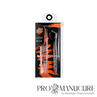 Pack - Pince à cils professionnelle courbée 65° Staleks Pro Expert 40 Type 12 TE-40/12 acier inox satinée pour extension cils classique et volume 2D-4D