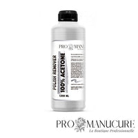 Bouteille 1L acétone pure professionnelle ProManucure pour retrait rapide de vernis semi-permanent et résine.