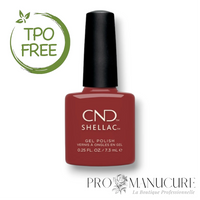 Flacon de vernis semi-permanent CND Shellac Books & Beaujolais, teinte bordeaux profond et riche, format 7,3ml, formule sans TPO.