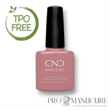 Flacon de vernis semi-permanent CND Shellac Fuji Love, teinte rose mauve pastel crémeux, format 7,3ml, formule sans TPO.
