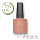 Flacon de vernis semi-permanent CND Shellac Satin Pajamas, couleur taupe neutre et chaleureux, format 7,3ml, formule sans TPO.