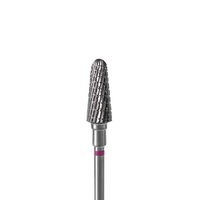Zoom embout carbure Staleks FT70V060/14 forme frustum sommet plat et côtés inclinés pour correction ongles artificiels travail décollements et traitement callosités épaisses pédicurie