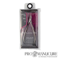 Pack - Pince à cuticules Staleks Pro Expert 11 NE-11-11 lame 11 mm manches courts à rainures ondulées double ressort acier AISI 420 médical pour manucure professionnelle petite paume