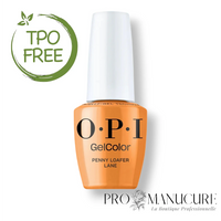 Flacon de vernis semi-permanent OPI GelColor Penny Loafer Lane, teinte orange brûlé terracotta, flacon 15ml formule sans TPO.