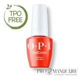 Flacon de vernis semi-permanent OPI GelColor Totally Red-ical, teinte rouge vif, flacon 15ml sans TPO.
