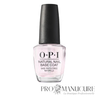 Flacon 15 mL de Natural Nail Base Coat OPI, vernis de base protecteur transparent pour manucure professionnelle.