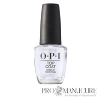 Flacon 15 mL de Top Coat OPI, vernis de finition protecteur brillant pour manucure professionnelle.
