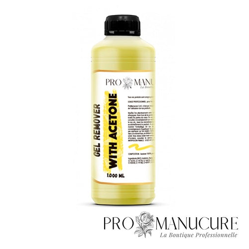 Bouteille de 1 Litre de Remover avec acétone ProManucure pour dépose de vernis semi-permanent.