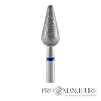 Zoom embout diamant Staleks FA101B050/12 forme rounded pear pour manucure russe combinée nettoyage plaque et sillons latéraux