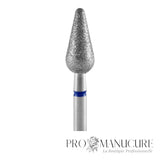 Zoom embout diamant Staleks FA101B050/12 forme rounded pear pour manucure russe combinée nettoyage plaque et sillons latéraux