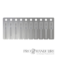 Pack - Embout diamant Staleks Pro Expert FA11B018/8 flamme pointue bague bleue grain moyen diamètre 1,8 mm partie active 8 mm pour cuticules et zones étroites
