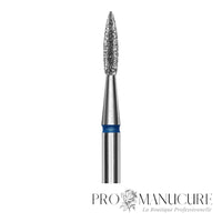 Zoom embout diamant Staleks FA11B018/8 pointed flame fin grain moyen pour manucure russe combinée petits ongles et sillons latéraux