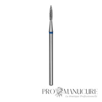 Embout diamant Staleks Pro Expert FA11B018/8 flamme pointue bague bleue grain moyen diamètre 1,8 mm partie active 8 mm pour cuticules et zones étroites