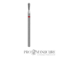 Embout diamant Staleks Pro Expert FA120R023/5 allumette match bague rouge grain doux diamètre 2,3 mm partie active 5 mm pour cuticules et sillons