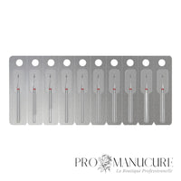 Pack - Embout diamant Staleks Pro Expert FA12R010/3 mini flamme bague rouge grain doux diamètre 1 mm partie active 3 mm pour cuticules fines et zones étroites