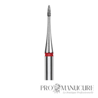 Zoom embout diamant Staleks FA12R010/3 mini flame pour retrait ptérygion lissage bords ongle et finition manucure russe combinée