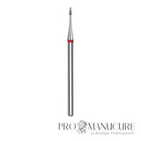 Embout diamant Staleks Pro Expert FA12R010/3 mini flamme bague rouge grain doux diamètre 1 mm partie active 3 mm pour cuticules fines et zones étroites