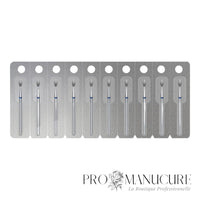 Pack - Embout diamant Staleks Pro Expert FA130B025/5 olive bague bleue grain moyen diamètre 2,5 mm partie active 5 mm pour cuticules et sillons latéraux