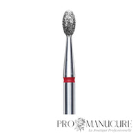 Zoom embout diamant Staleks FA130R025/5 forme olive grain doux pour manucure russe combinée sécurisée zones péri-unguéales