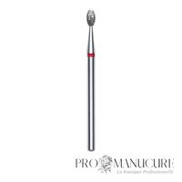 Embout diamant Staleks Pro Expert FA130R025/5 olive bague rouge grain doux diamètre 2,5 mm partie active 5 mm pour cuticules peau sensible