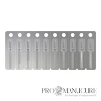 Pack - Embout diamant Staleks Pro Expert FA30B023/6.5 cylindre arrondi bague bleue grain moyen diamètre 2,3 mm partie active 6,5 mm pour peau sillons et polissage
