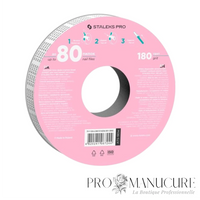 Ruban abrasif Staleks Pro Expert ATS-180W blanc grain 180 rouleau 7 m pour mise en forme finale et préparation ongle naturel