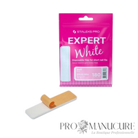 Recharge lime blanche courte Staleks Pro Expert 51 DFE-51-180w grain 180 base mousse pour lime MBE-50 correction ongles manucure