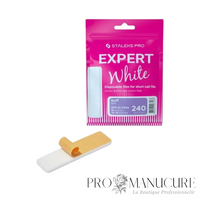 Recharge lime blanche courte Staleks Pro Expert 51 DFE-51-240w grain 240 base mousse pour lime MBE-50 polissage préparation pose vernis