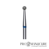 Zoom embout boule diamanté bleu Staleks FA01B025 tige inox 2,5 mm pour ptérygium et replis latéraux de l'ongle