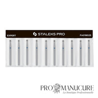 Pack - Fraise diamant Staleks Pro Expert FA01B025 boule bleue 2,5 mm grain moyen pour cuticules manucure et pédicure professionnelle