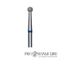 Zoom embout boule diamanté bleu Staleks FA01B027 tige inox 2,7 mm pour ptérygium et replis latéraux de l'ongle