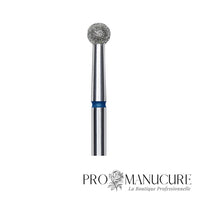 Zoom embout boule diamanté bleu Staleks FA01B035 tige inox 3,5 mm pour ptérygium et replis latéraux de l'ongle