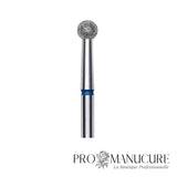 Zoom embout boule diamanté bleu Staleks FA01B035 tige inox 3,5 mm pour ptérygium et replis latéraux de l'ongle