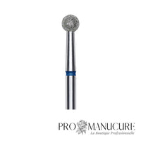 Zoom embout boule diamanté bleu Staleks FA01B040 tige inox 4 mm pour ptérygium et replis latéraux de l'ongle