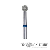 Zoom embout boule diamanté bleu Staleks FA01B040 tige inox 4 mm pour ptérygium et replis latéraux de l'ongle