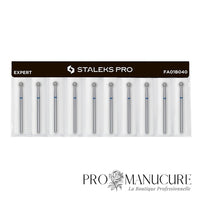 Pack - Fraise diamant Staleks Pro Expert FA01B040 boule bleue 4 mm grain moyen pour cuticules manucure et pédicure professionnelle