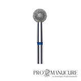 Zoom embout boule diamanté bleu Staleks FA01B050 tige inox 5 mm pour ouverture sillons latéraux et retrait peaux mortes