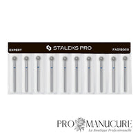 Pack - Fraise diamant Staleks Pro Expert FA01B050 boule bleue 5 mm grain moyen pour cuticules manucure et pédicure professionnelle