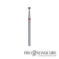 Fraise diamant Staleks Pro Expert FA01R025 boule rouge 2,5 mm grain doux pour cuticules manucure et pédicure professionnelle