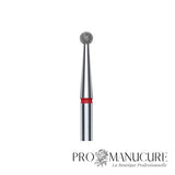 Zoom embout boule diamanté rouge Staleks FA01R025 tige inox 2,5 mm pour ptérygium et traitement délicat de la peau