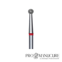Zoom embout boule diamanté rouge Staleks FA01R027 tige inox 2,7 mm pour ptérygium et traitement délicat de la peau