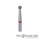 Zoom embout boule diamanté rouge Staleks FA01R027 tige inox 2,7 mm pour ptérygium et traitement délicat de la peau