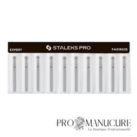 Pack - Fraise diamant Staleks Pro Expert FA01R035 boule rouge 3,5 mm grain doux pour cuticules manucure et pédicure professionnelle