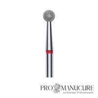 Zoom embout boule diamanté rouge Staleks FA01R040 tige inox 4 mm pour ptérygium et traitement délicat de la peau