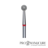 Zoom embout boule diamanté rouge Staleks FA01R040 tige inox 4 mm pour ptérygium et traitement délicat de la peau