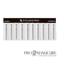 Pack - Fraise diamant Staleks Pro Expert FA01R040 boule rouge 4 mm grain doux pour cuticules manucure et pédicure professionnelle