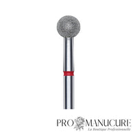 Zoom embout boule diamanté rouge Staleks FA01R050 tige inox 5 mm pour ptérygium et traitement délicat de la peau