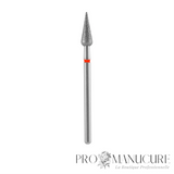 Embout diamant Staleks Pro FA100R040/12 forme poire flamme bague rouge grain fin diamètre 4 mm pour ponceuse à ongles professionnelle