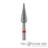 Zoom sur l'embout diamanté Staleks Pro FA100R040/12 grain fin rouge avec pictogramme diamond et code couleur abrasif pour manucure